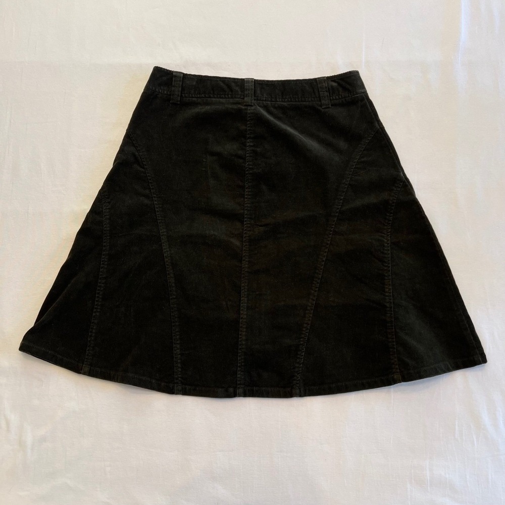 G H Bass Cotton Corduroy A Line Dark Olive Y2K Academia Preppy Skirt Size 8 - Picture 8 of 8